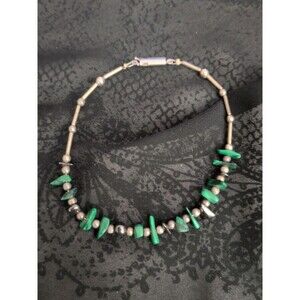 Vintage Native American Style  malachi Chips/ Bead Bracelet 9 Inches